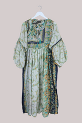 Daisy Vintage Cotton Maxi Dress - Beautiful Blossom Garden Walls - Size XS