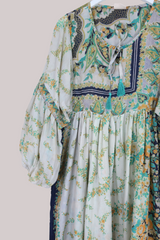 Daisy Vintage Cotton Maxi Dress - Beautiful Blossom Garden Walls - Size XS