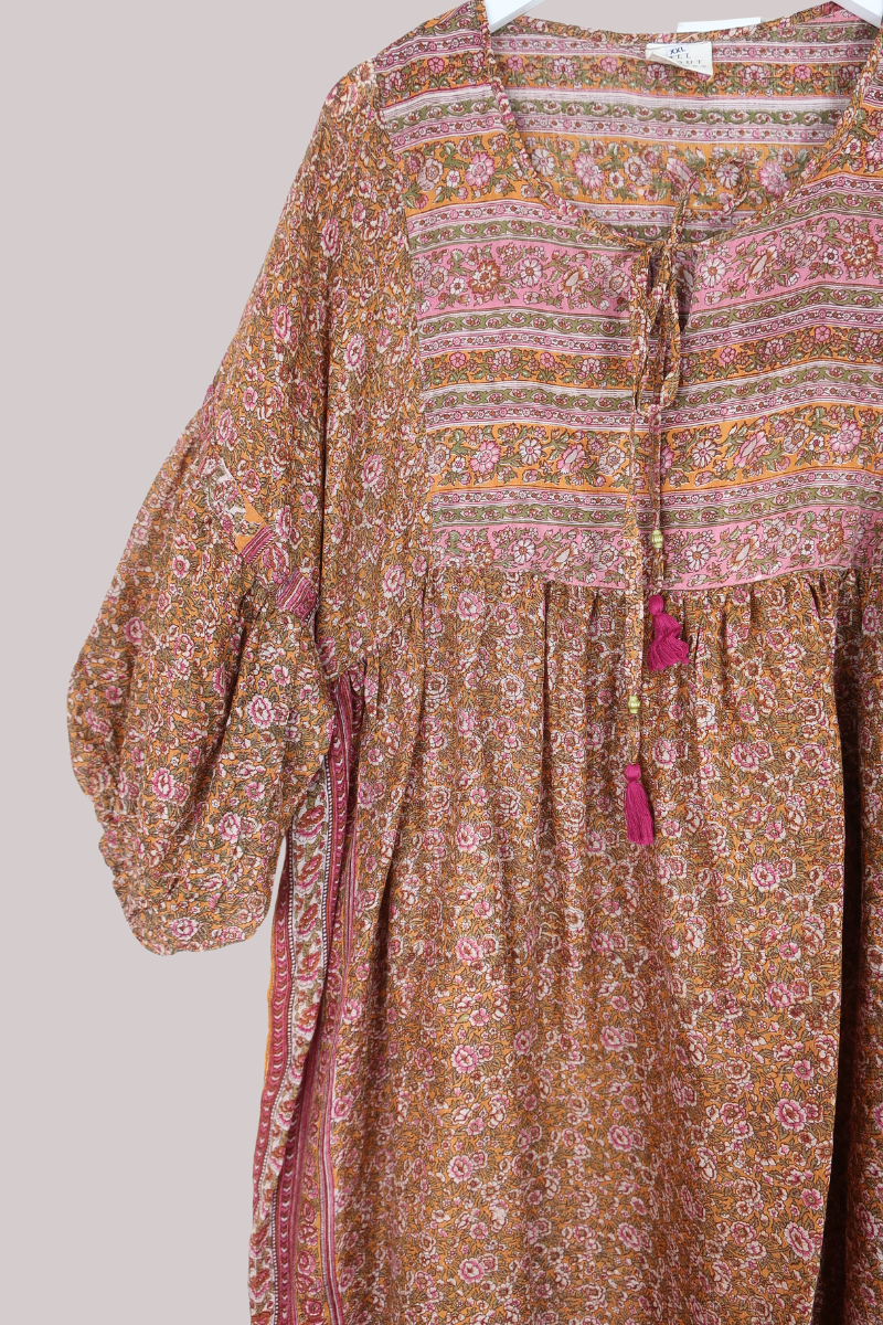 Daisy Vintage Cotton Maxi Dress - Last of the Summer Amber - Size XXL
