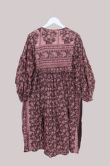 Daisy Vintage Cotton Midi Dress - Faded Plum Antique Floral - Size M/L