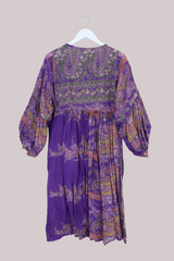 Daisy Vintage Cotton Midi Dress - Amethyst Purple Flower Crown Paisley - Size M/L