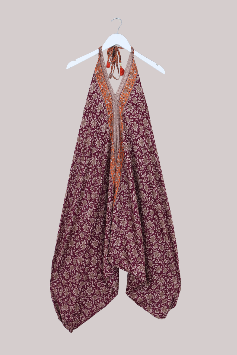 Medusa Harem Jumpsuit in Pewter & Antique Mulberry - Free Size M/L