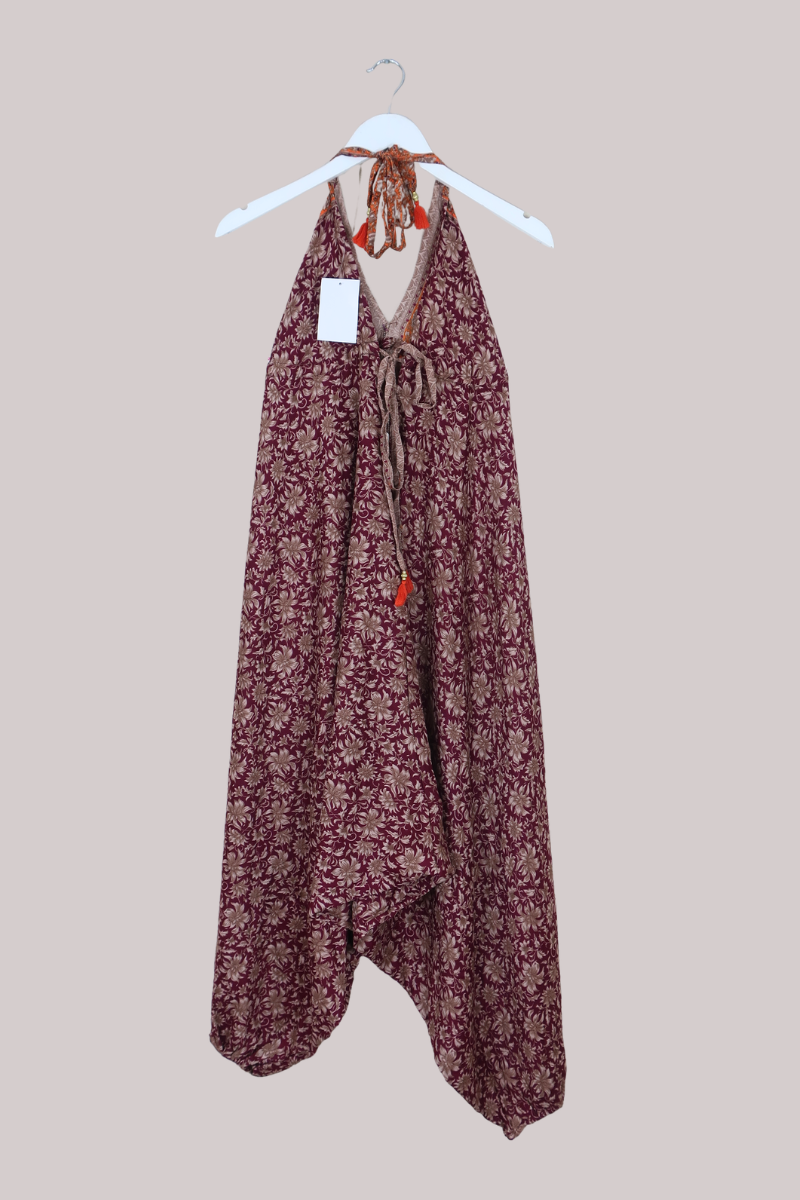 Medusa Harem Jumpsuit in Pewter & Antique Mulberry - Free Size M/L