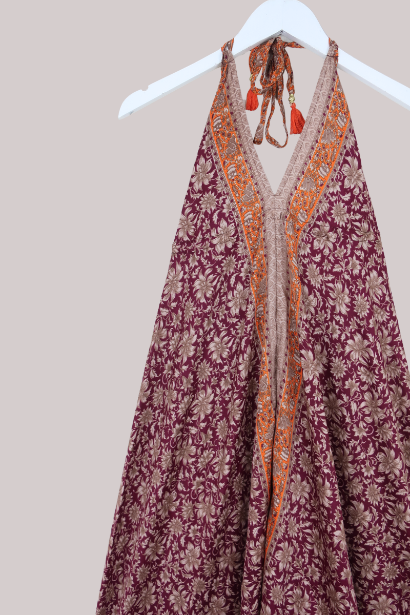 Medusa Harem Jumpsuit in Pewter & Antique Mulberry - Free Size M/L