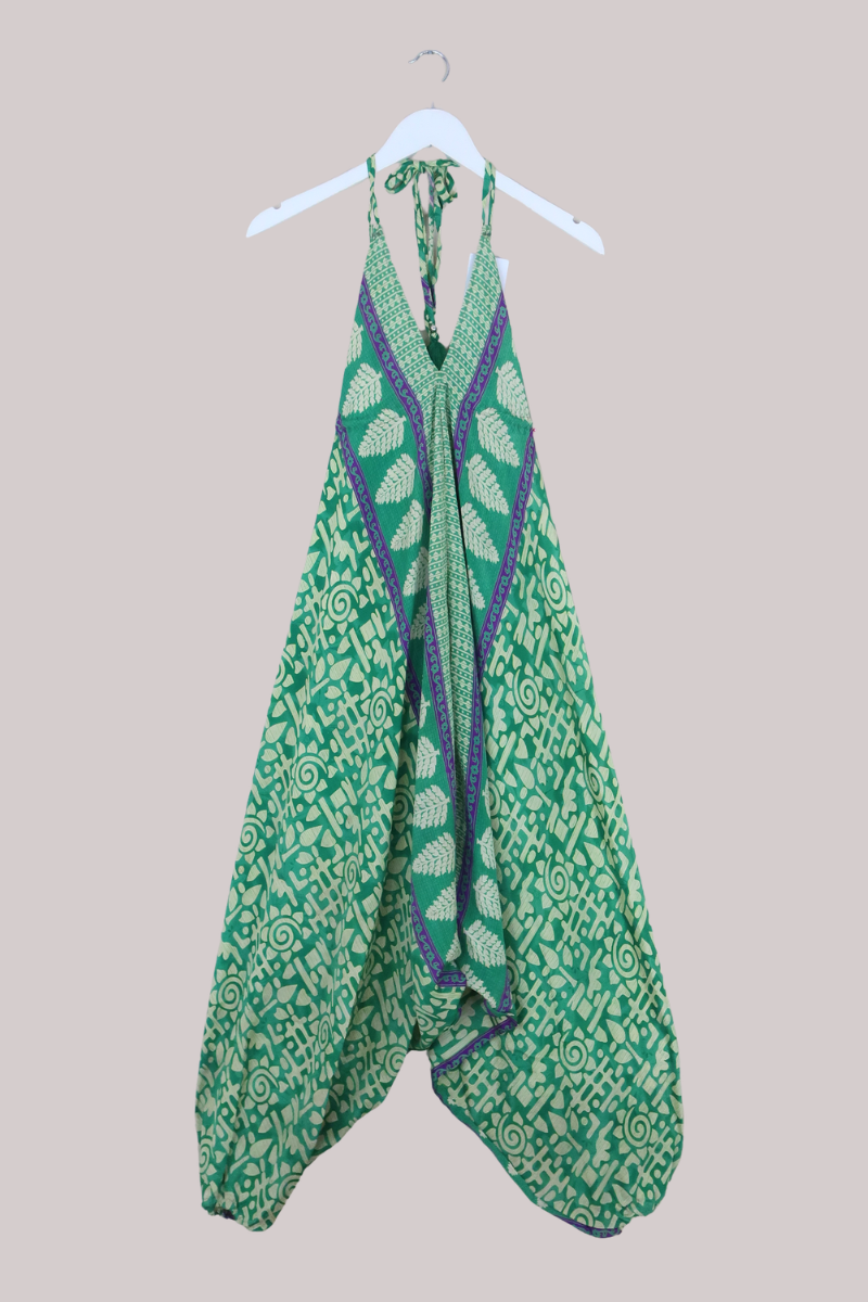 Medusa Harem Jumpsuit in Monstera Green - Free Size S/M