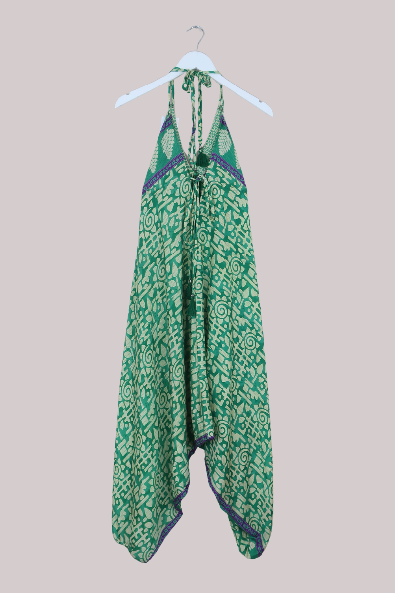 Medusa Harem Jumpsuit in Monstera Green - Free Size S/M