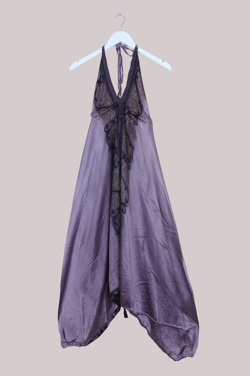 Medusa Harem Jumpsuit in Jewelled Violet Check - Free Size M/L