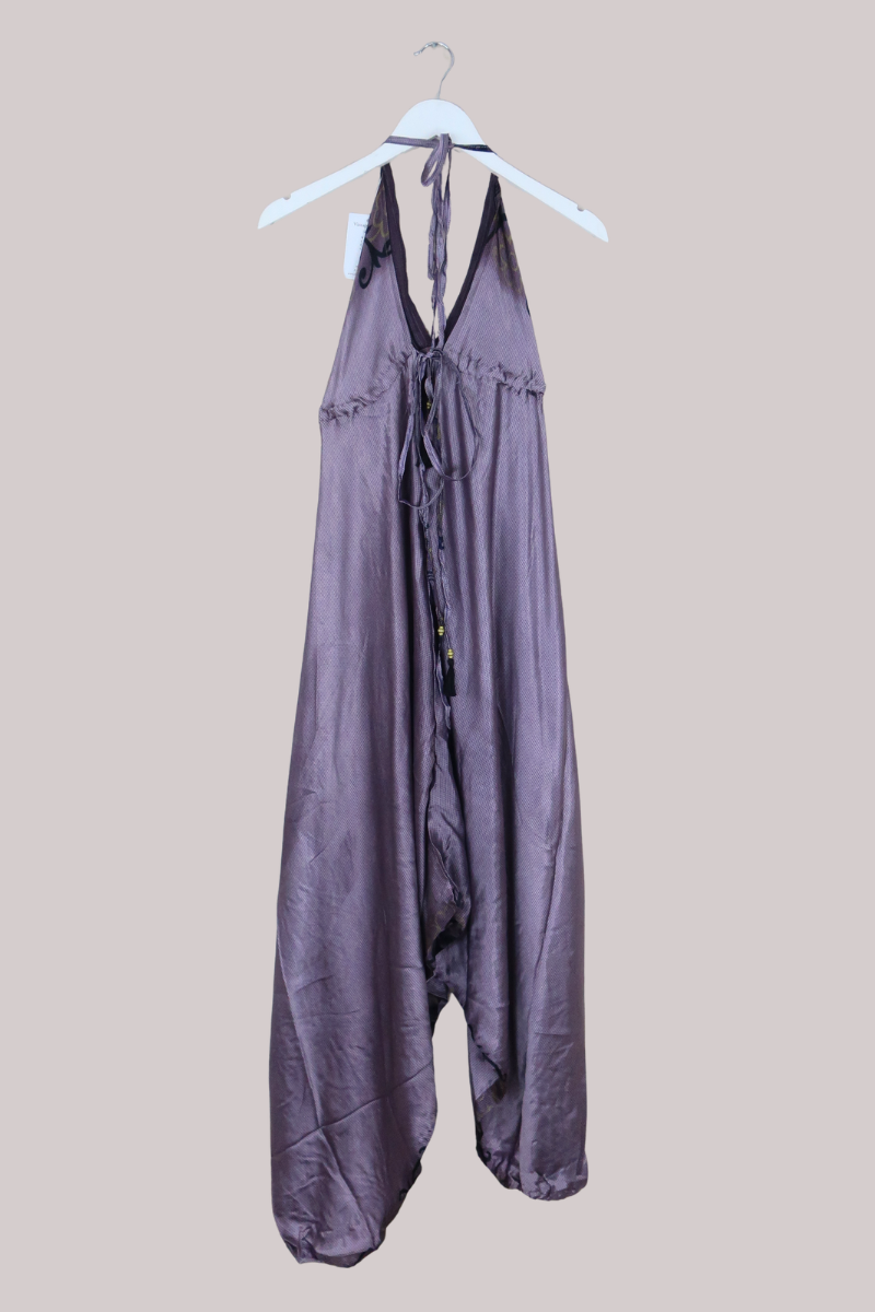 Medusa Harem Jumpsuit in Jewelled Violet Check - Free Size M/L