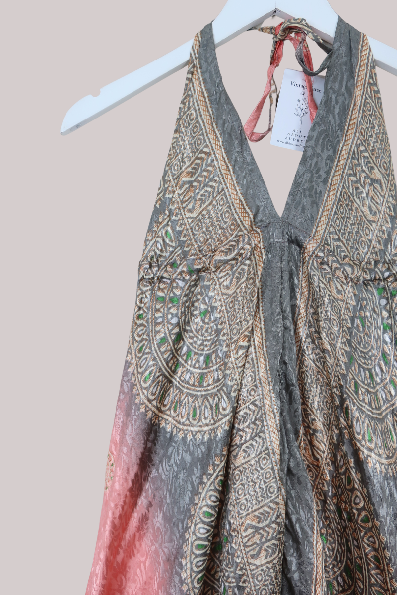 Medusa Harem Jumpsuit in Shimmering Coral & Silver - Free Size L