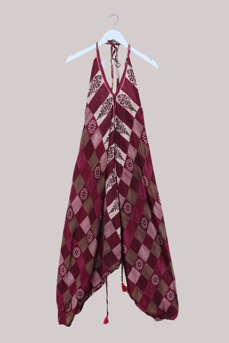 Medusa Harem Jumpsuit in Sangria Magenta Sun - Free Size L/XL