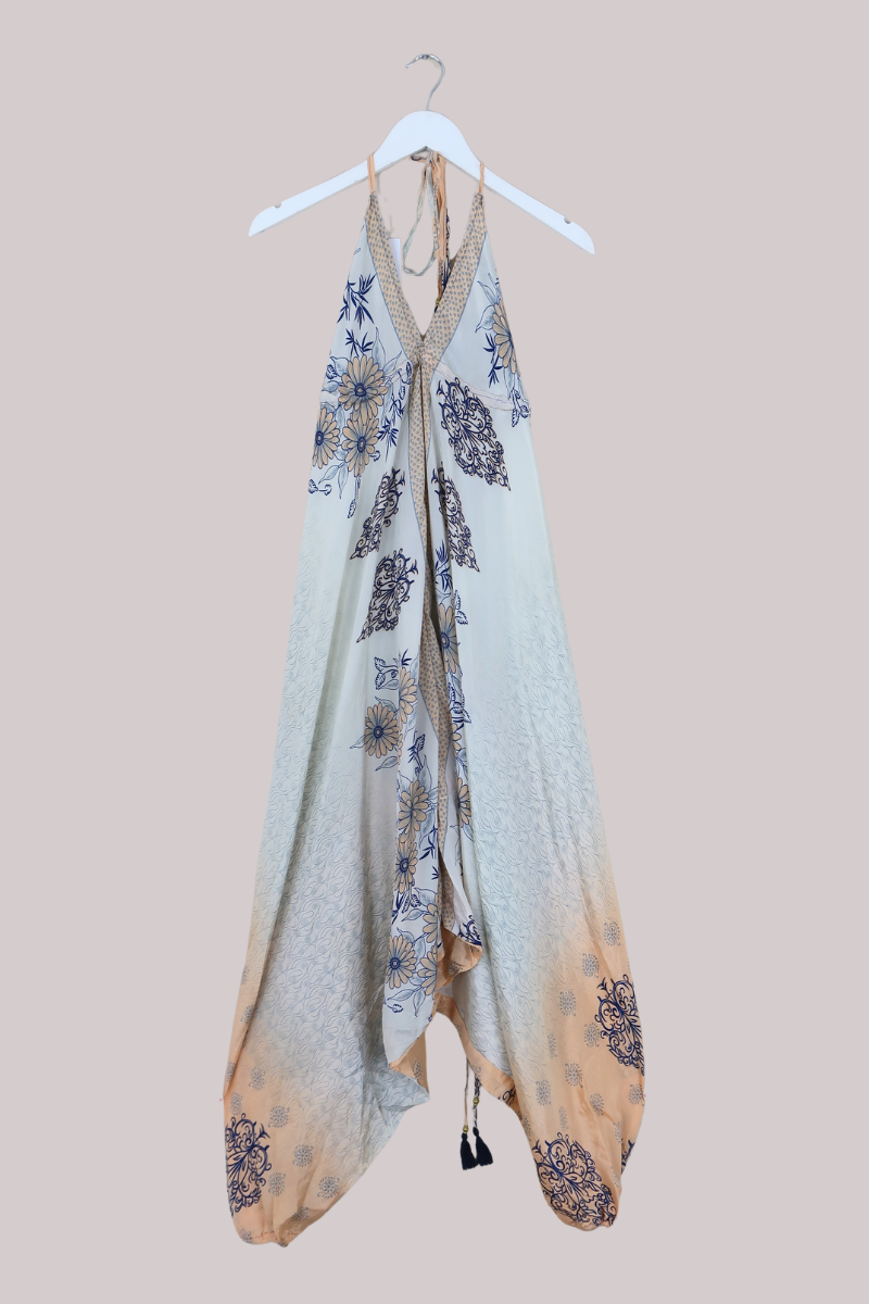 Medusa Harem Jumpsuit in Milky White Florals - Free Size L