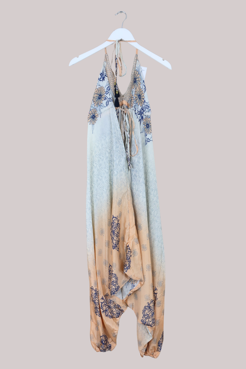 Medusa Harem Jumpsuit in Milky White Florals - Free Size L