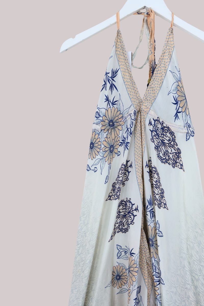 Medusa Harem Jumpsuit in Milky White Florals - Free Size L