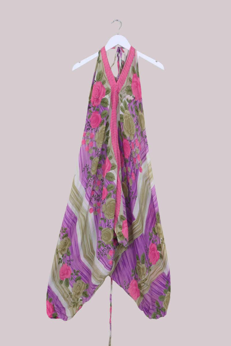 Medusa Harem Jumpsuit in Climbing Spring Roses - Free Size L