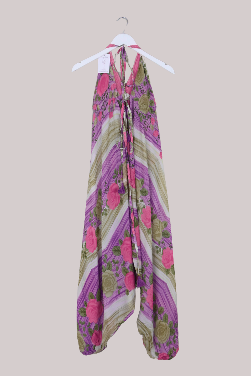 Medusa Harem Jumpsuit in Climbing Spring Roses - Free Size L