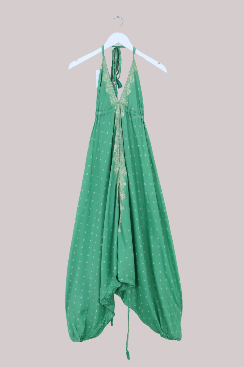 Medusa Harem Jumpsuit in Matcha Green & Gold - Free Size M/L