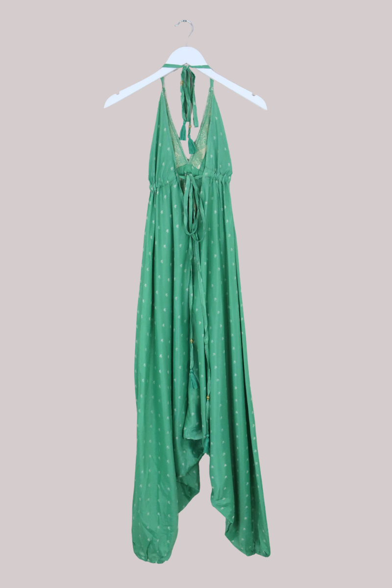 Medusa Harem Jumpsuit in Matcha Green & Gold - Free Size M/L