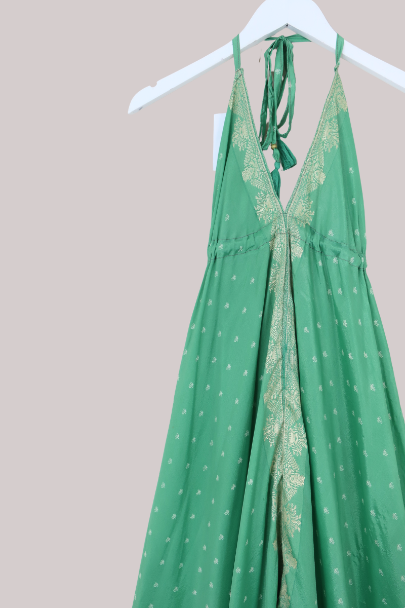 Medusa Harem Jumpsuit in Matcha Green & Gold - Free Size M/L