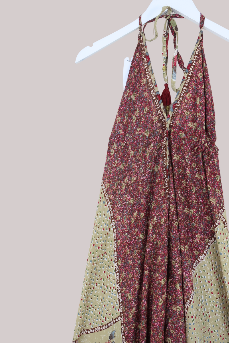 Medusa Harem Jumpsuit in Pistachio & Strawberry Florals - Free Size L