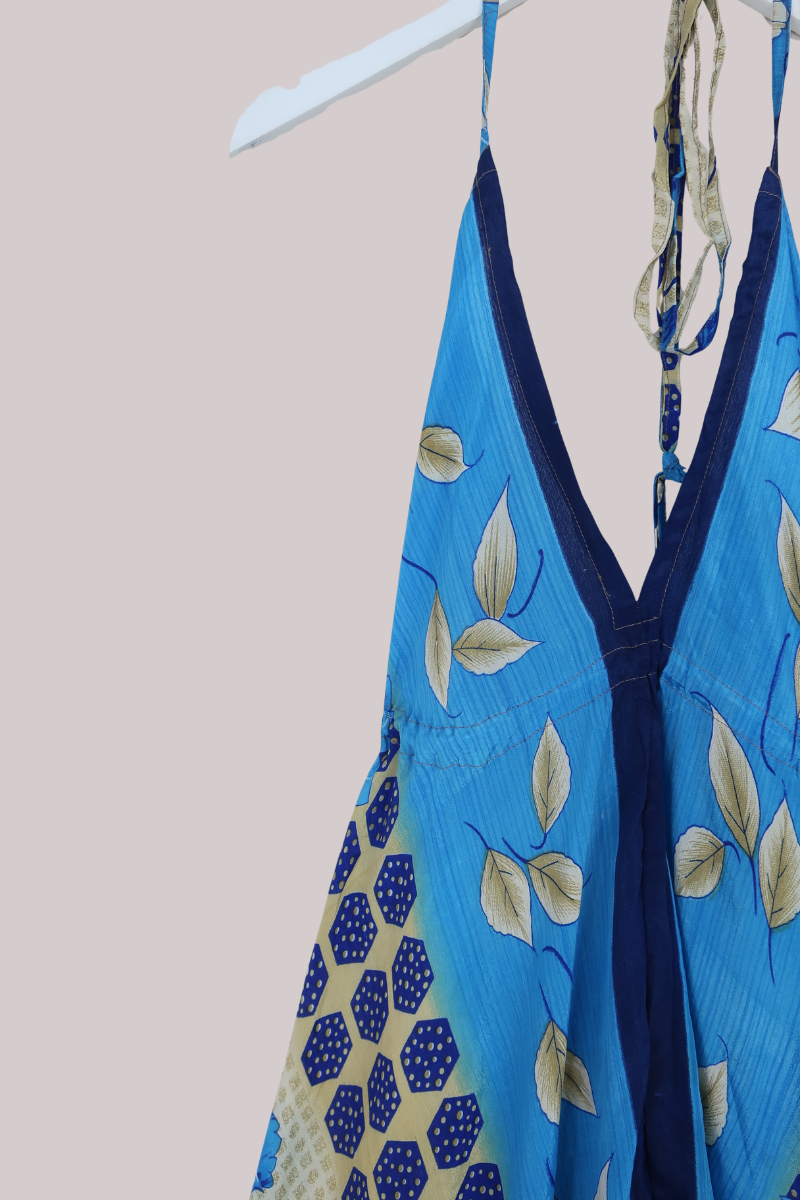 Medusa Harem Jumpsuit in Santorini Blue Florals - Free Size L/XL