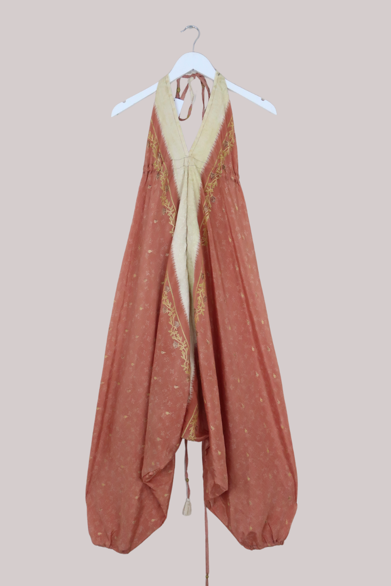Medusa Harem Jumpsuit in Apricot Prosecco Spritz - Free Size L