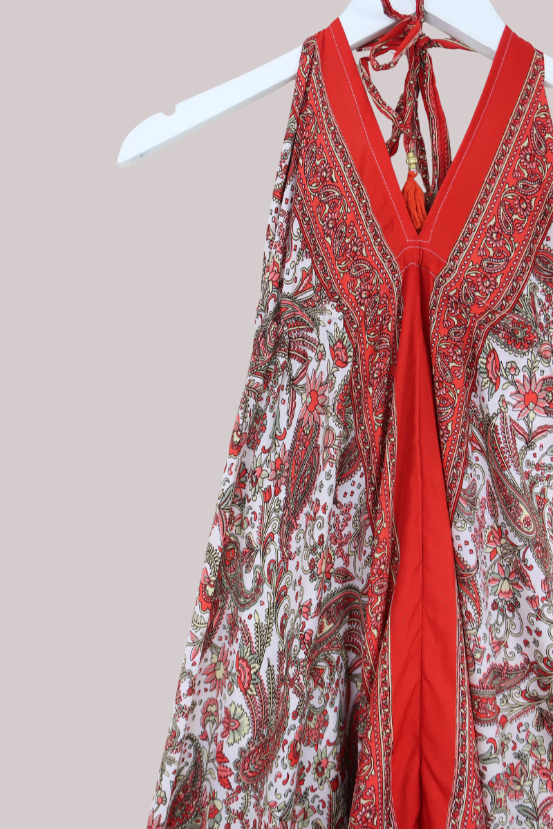 Medusa Harem Jumpsuit in Strawberry Red Paisley - Free Size S/M