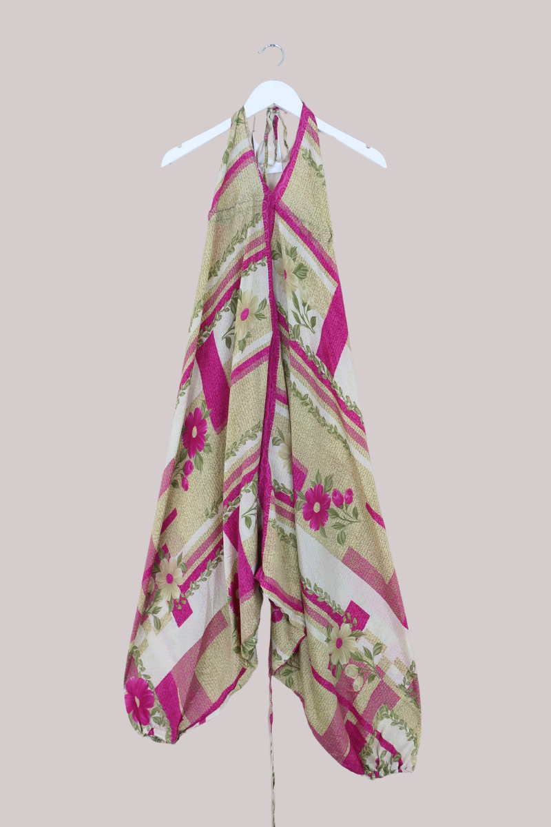 Medusa Harem Jumpsuit in Patchwork Carnation Pink - Free Size M/L