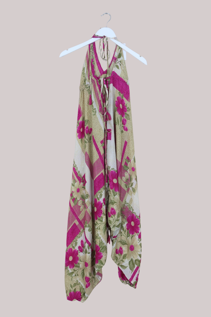 Medusa Harem Jumpsuit in Patchwork Carnation Pink - Free Size M/L