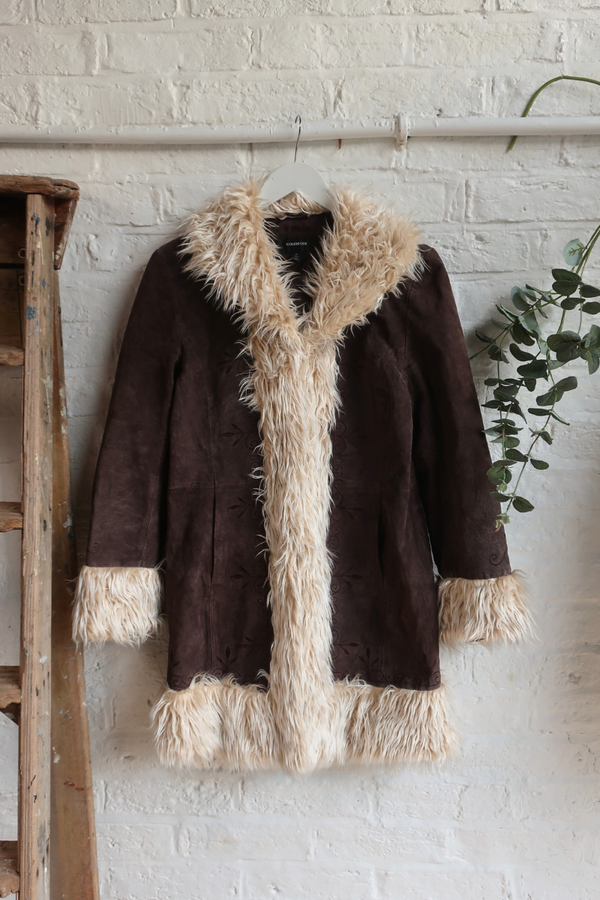 Vintage Coat - Walnut Brown Afghan - Size M