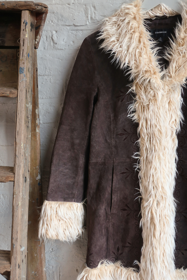 Vintage Coat - Walnut Brown Afghan - Size M
