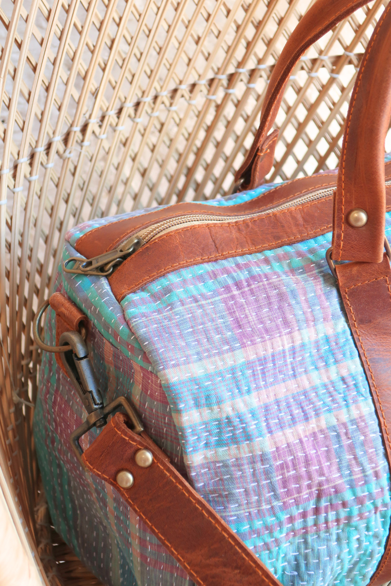 Vintage Kantha Holdall Bag in Cerulean & Grape