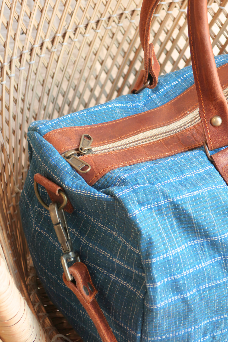 Vintage Kantha Holdall Bag in Aegean Stormy Sea