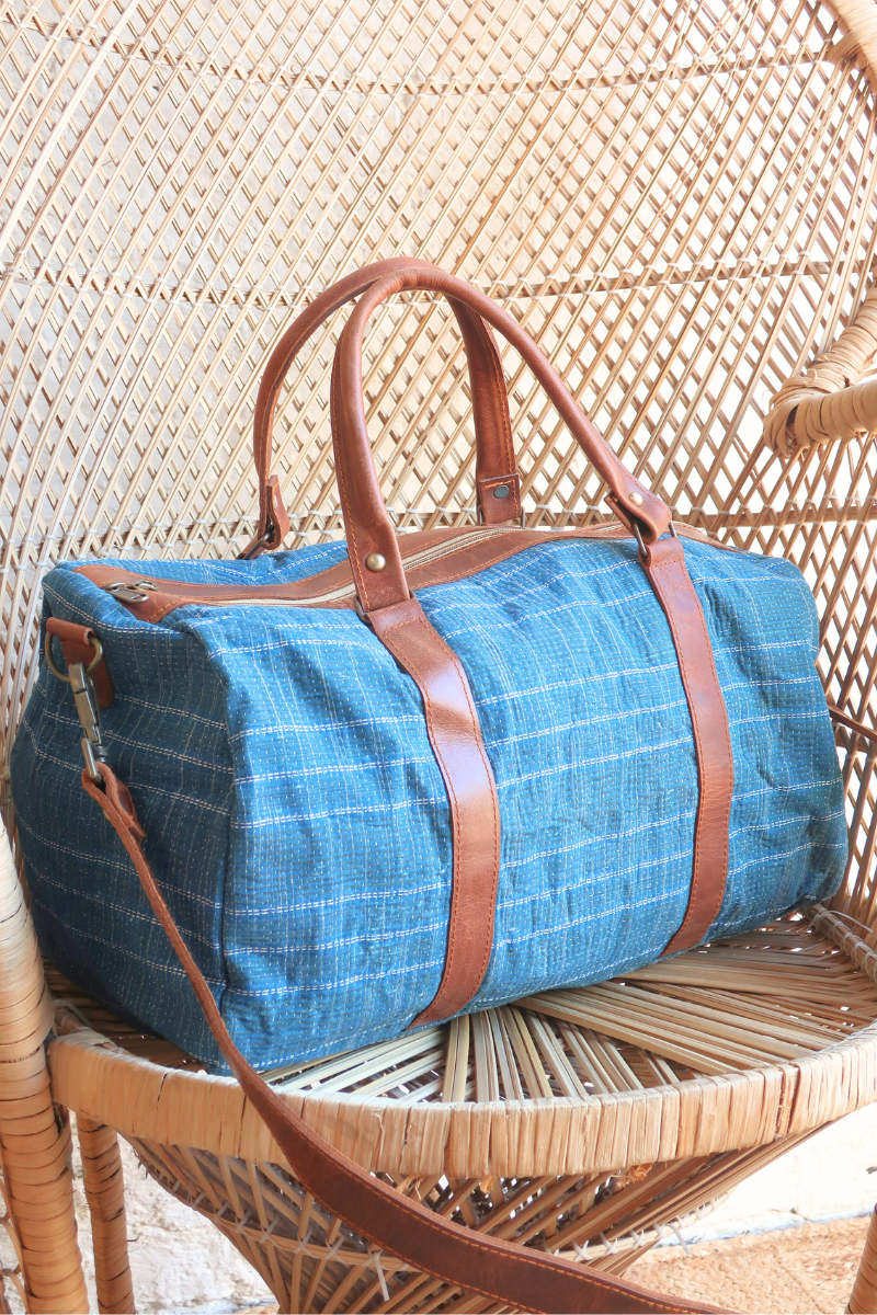 Vintage Kantha Holdall Bag in Aegean Stormy Sea