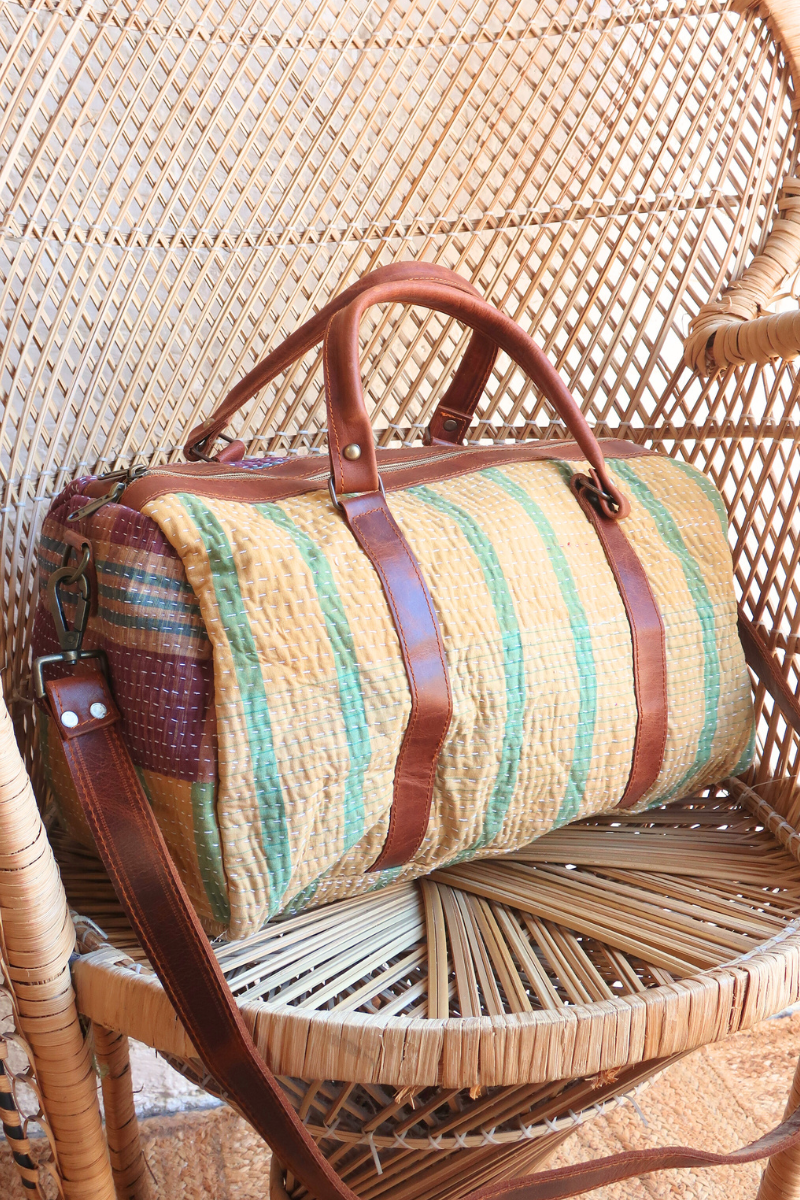 Vintage Kantha Holdall Bag in Sangria & Sunset