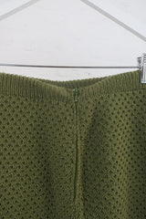 Vintage Knitted 2 Piece - Spring Up Green Floral Cardigan & Skirt - Size XXS by all about audrey