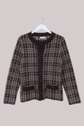 Vintage Knit Cardigan in Cappuccino Plaid - Size M