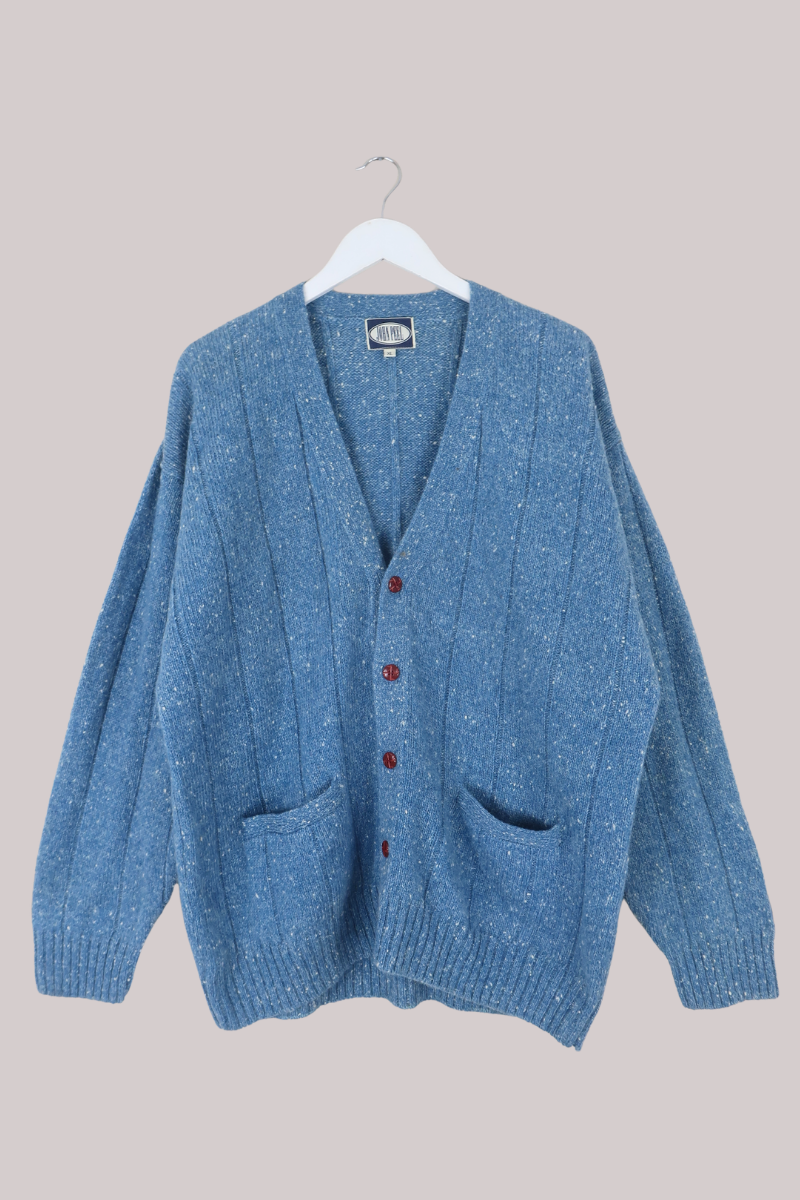 Vintage Knit Cardigan in Clear Sky Blue - Size XL