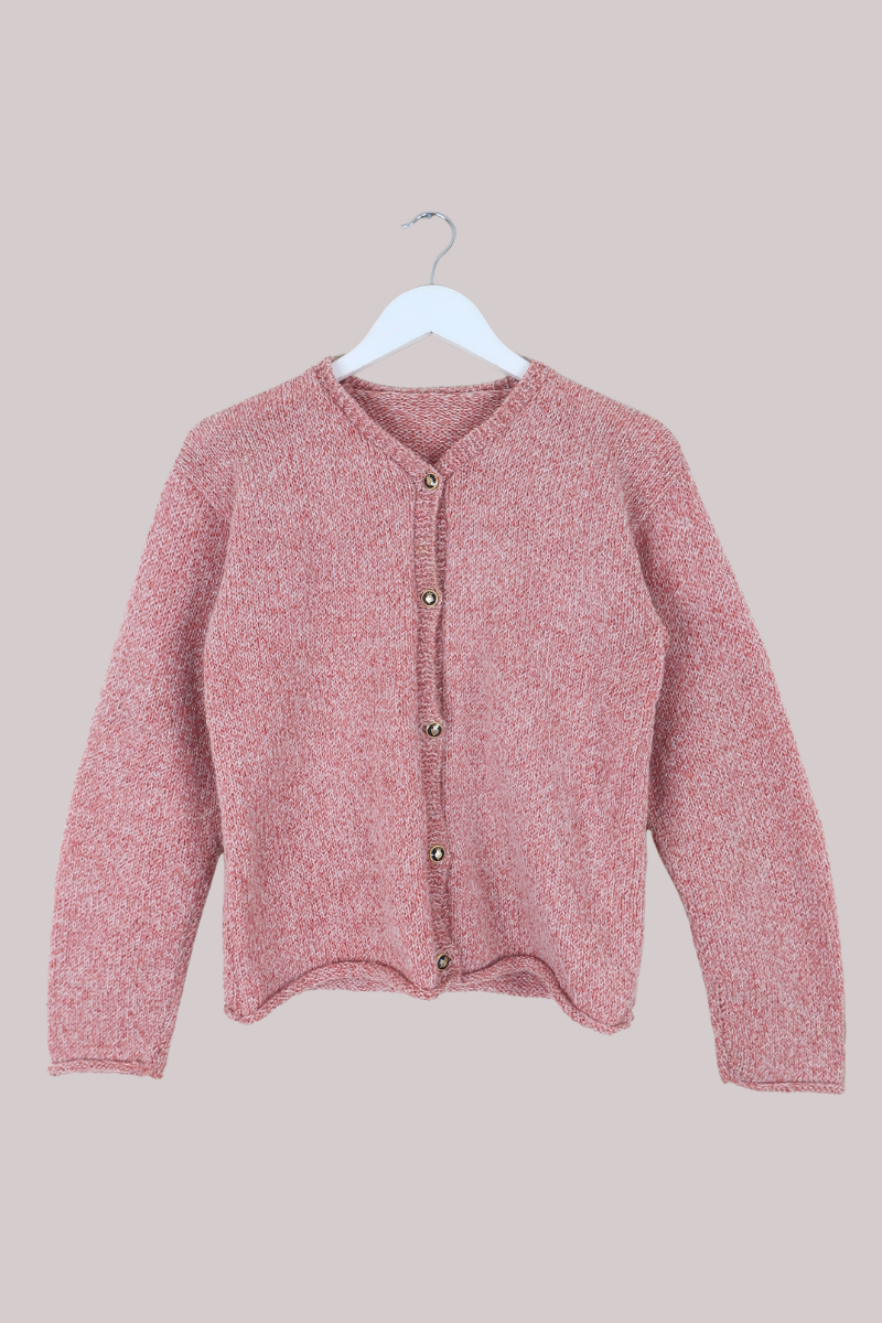Vintage Knit Cardigan in Speckled Blush Pink - Size XS