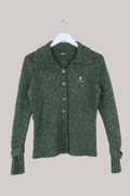 Vintage Knit Cardigan in Speckled Olive Green - Size M