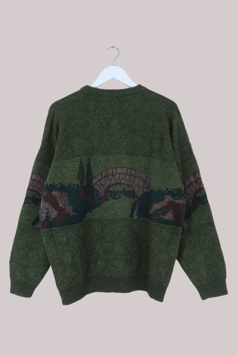 Vintage Knit Jumper in A Hike With Wolf - Size XL