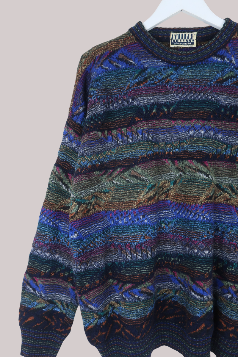 Vintage Knit Jumper in Agate Blue - Size XL