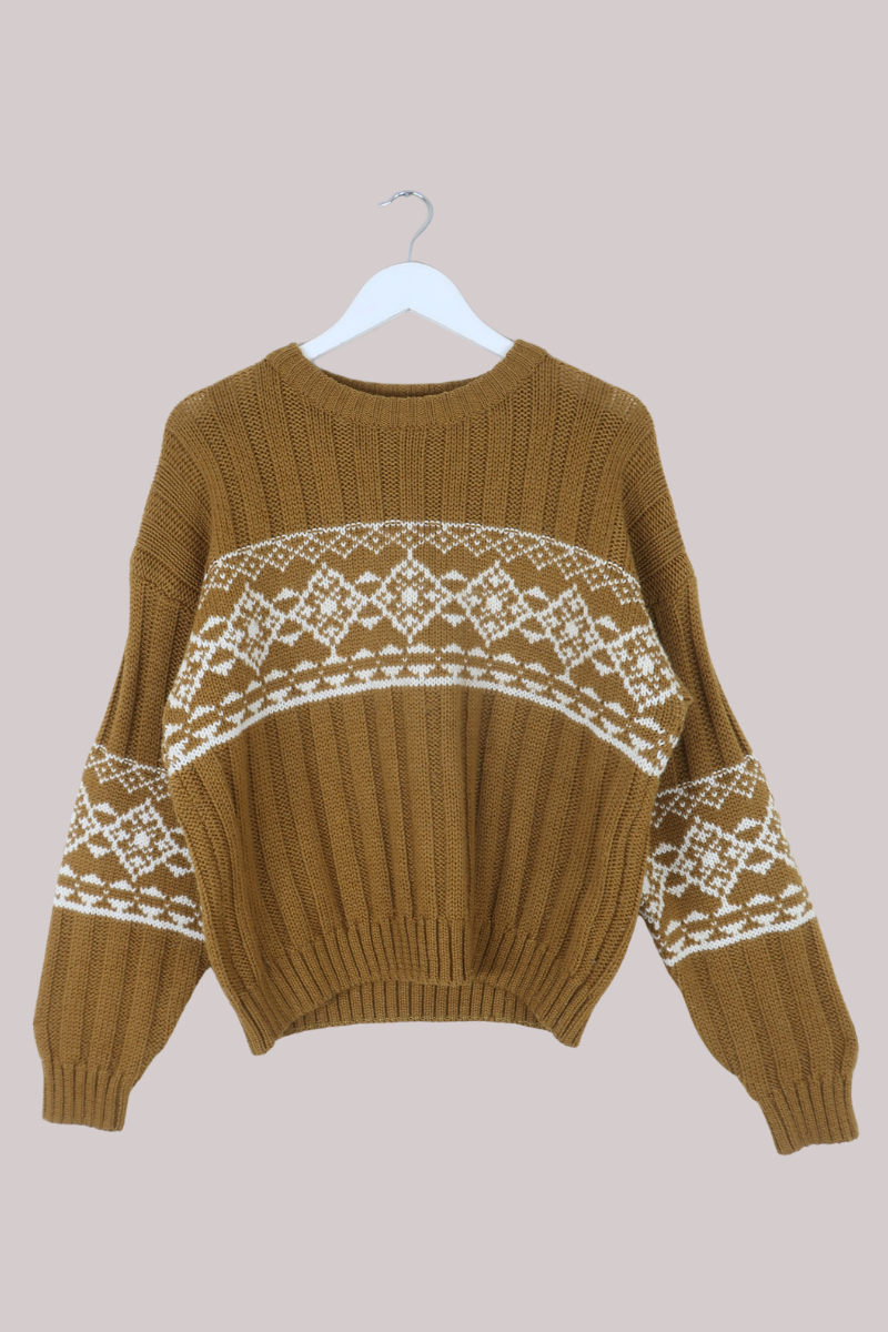 Vintage Knit Jumper in Alpine Mustard Yellow - Size M
