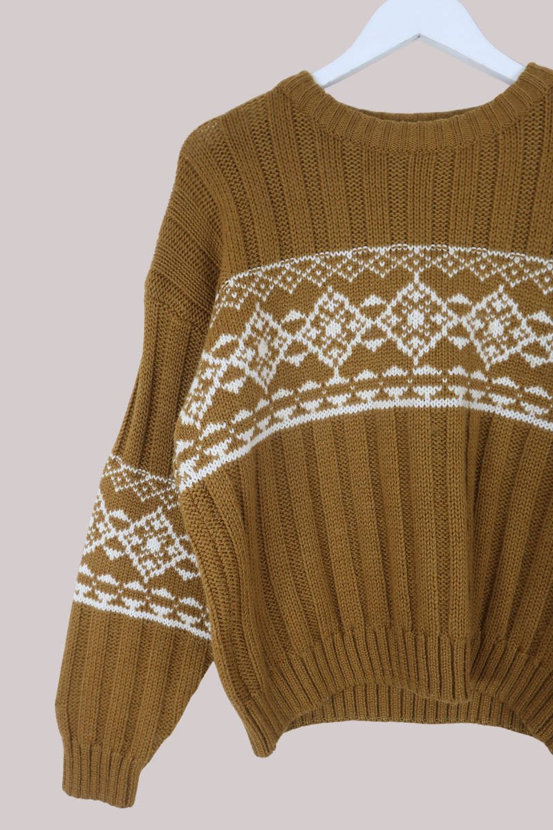 Vintage Knit Jumper in Alpine Mustard Yellow - Size M