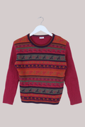 Vintage Knit Jumper in Autumn Dog Walk - Size XS
