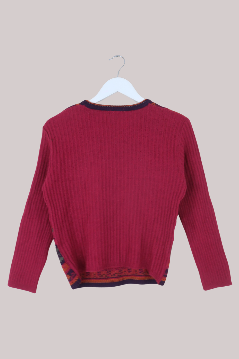 Vintage Knit Jumper in Autumn Dog Walk - Size XS