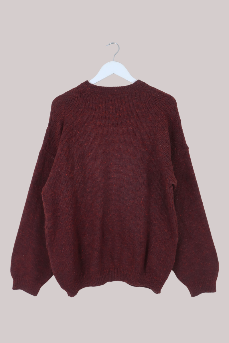 Vintage Knit Jumper in Burnt Burgundy - Size XL