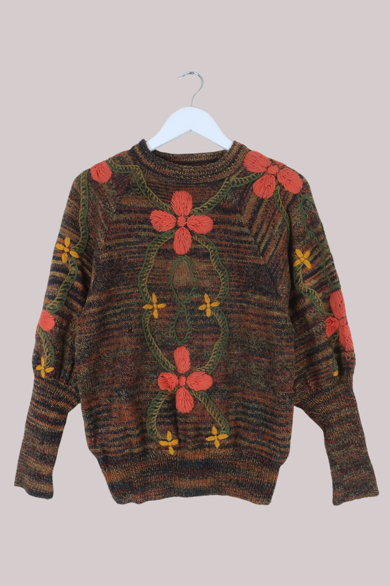 Vintage Knit Jumper in Cinnamon Wallflowers - Size M