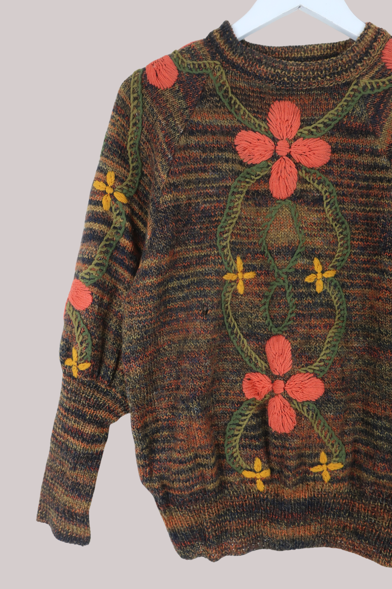Vintage Knit Jumper in Cinnamon Wallflowers - Size M