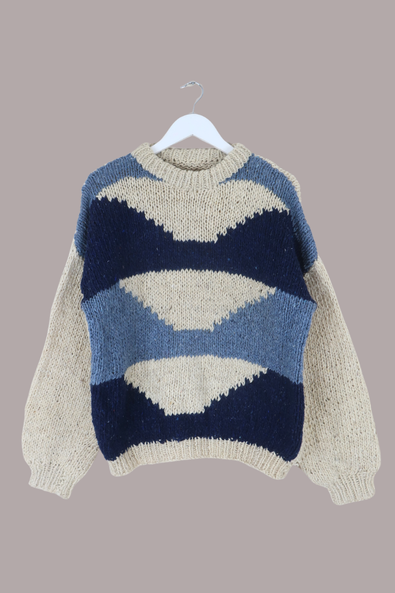 Vintage Knit Jumper in Coastal Grandma -  Size XL