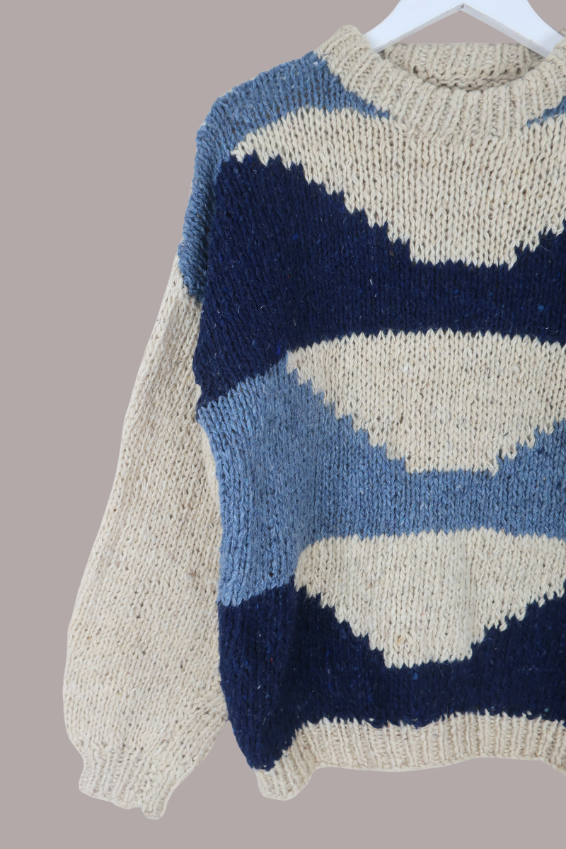 Vintage Knit Jumper in Coastal Grandma -  Size XL